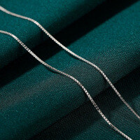 wholesale 999 Silver S999 Necklace, Starry Sky Cross Chain, Box Chain, O-Link Chain, Water Wave Chain, Plain Chain, Collarbone Chain, Matching Chain Wholesale.-Box chain - 40+5cm - white gold   pure silver.