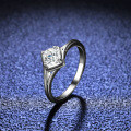 Silver Moissanite Ring, 50 Points, Four-Prong, Ins Style, Live Stream Wholesale-0-3