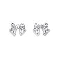 wholesale S925 Sterling Silver Minimalist Ribbon Bow Stud Earrings, Niche Design, Luxe Elegance, High-End Jewelry Wholesale-0-4