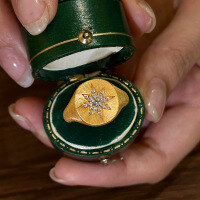 wholesale S925 Silver Gold-Plated Brushed Process Hexagram Ring Unisex Fashion Ins Versatile-R1187 Gold Brushed Hexagram Ring Size 7