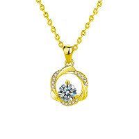 Sterling Silver Moissanite Moebius Pendant Necklace for Women-Möbius strip necklace (gold)  50-point moissanite