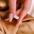 S925 Silver Moissanite 4ct Pear Crown Push Square High Carbon Stone Ring, Cross-border Stock, Empty Setting Wholesale-0-2