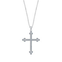 Sterling Silver New Minimalist Diamond-Cross Pendant Necklace, Light Luxury Versatile Design-S925 sterling silver + 1.5 point * 29 moissanite