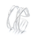 wholesale S925 Sterling Silver European and American Popular Creative Multi-Layer Line Open Ring Geometric Trendy Fashion Index Finger Ring-0-4