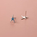 wholesale S925 Sterling Silver Fresh and Sweet Style Tranquil Blue Ocean-inspired Cute Starfish Earrings M05605-0-4