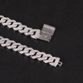 wholesale S925 Silver Rhodium-Plated Hip Hop Cuban Chain with Zirconia, Cross-Border 9mm Two-Row Diamond Advanced Full Diamond Cuban Chain-0-3