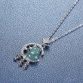 S925 Silver Natural Hazardous Blue Jadeite Butterfly Pendant-0-2