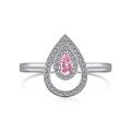 wholesale S925 Sterling Silver New European and American Wedding Ring for Women, 5A Zircon Series Pink Clover Drop Geometric Wholesale-0-8