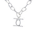 wholesale S925 Sterling Silver Heavy Duty Chain Letter C Necklace, Trendy European and American Motorcycle Style Unisex Party Wear-0-4