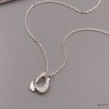 wholesale Fine Silver 999 Irregular Circle Drop Necklace for Women, High-End Sense, Versatile and Elegant Collarbone Chain, Internet Celebrity Same Style-0-2
