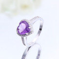 wholesale 925 Silver Light Luxury Designer Love Natural Amethyst Ring, Fashionable High-End Elegant Natural Gemstone Ring-0-3