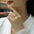 wholesale 925 Sterling Silver Cross-Border New Simple Row Ring Women's Small Design Exquisite Workmanship Versatile Moissanite Ins Style Ring-0-3