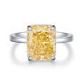 wholesale S925 Sterling Silver Yellow Diamond Ring for Women, Ice Cut Radiant Cut 8A Zircon Engagement Ring, Wedding Banquet European and American Cross-Border-0-2