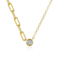 wholesale S925 Sterling Silver Geometric Chain Round Zircon Necklace Fashion Minimalist Elegant Personality Trend Versatile Necklace-Gold 925 silver