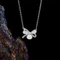 Sterling Silver Iridescent Butterfly Necklace, Minimalist Summer Pendant-0-1