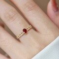 wholesale S925 Sterling Silver Red Elk Full-body Ring for Women, Vintage Double-layer Design, Elegant and Fashionable, Gentle and Girly, Ins Style-0-1