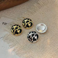 wholesale S925 Sterling Silver Korean-style Retro Drip Oil Leopard Print Round Earrings for Women, Fashionable New Trendy Ear Accessories-0-4