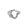 wholesale S925 Sterling Silver Korean Version Ins Minimalist Niche Design Irregular Surface with Micro-Set Zircon Open Adjustable Ring for Women-0-4