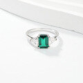 wholesale S925 Classic Cultivated Zambian Small Octagon 2ct Emerald Ring Cross-Border E-Commerce Ready Stock Wholesale-0-4