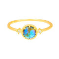 wholesale S925 Silver Plated 14K Gold with Abalone Shell and White Zircon Japanese Retro Niche Ring-0-4
