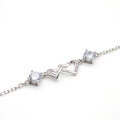 wholesale S925 Sterling Silver Korean and Japanese Style Elegant Double Heart Bracelet for Women with Interlocking Hearts and Zircon, Free Engraving-0-4