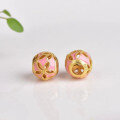 wholesale Golden ancient method Lu Lu Tong Vietnamese sand gold handmade DIY pendant bead spacer bead barrel bead enamel scattered bead accessories pink-0-1