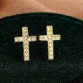 925 Silver Cross Earrings Women's Fashion D Color Moissanite Hip Hop American Style-0-4