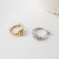 wholesale S925 Sterling Silver Simple Knot Love Knot Real Gold Plated Ear Clasp Earrings for Women-0-2