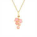 wholesale S925 silver Japanese-style luxury jewelry pink enamel petal pendant, Spring Floral Series necklace-0-5