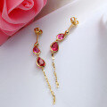 wholesale 925 Silver Long Tassel Simple and Fashionable Red Corundum Earrings, Water Drop Zircon Ear Thread Long Japanese-style Light Jewelry-0-3