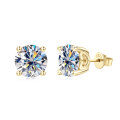 S925 Silver Four-Prong Heart-Shaped Flash Moissanite Stud Earrings-0-3