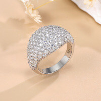 wholesale S925 silver gold-plated cross-border new full-drill moissanite ring,hip-hopunisex ring-Platinum USA 5