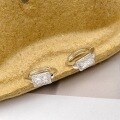 wholesale S925 Sterling Silver Maker's Rectangular Cubic Zirconia Stud Earrings, Fashionable, Exquisite, Ultra-Sparkling, Versatile, Minimalist Ear Jewelry-0-3