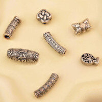wholesale 999 Sterling Silver Thai Silver Antique Cloud Spacer Beads Loose Beads for DIY Handmade Bracelet Necklace Jewelry Accessories-Six-syllable Mantra