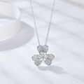 wholesale S925 silver gold-plated necklace with Yuntong Jewelry's new clover petal pendant and 65mm round moissanite-0-1