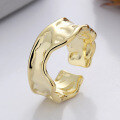 wholesale S925 Sterling Silver Korean-style Lava Tin Foil Texture Minimalist Wave Edge Open Ring-0-1