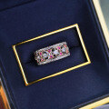 wholesale S925 Silver Vintage Lace Pink Ring Fashion Stackable Ring Daily Versatile Band Ring-0-2