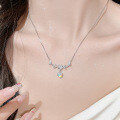 S925 Sterling Silver Moissanite Wheat Ear Bloom Pendant Necklace-0-2