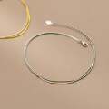 wholesale S925 Silver Double-Layer Snake Chain Bead Ankle Chain Korean Version Simple and Elegant Foot Jewelry S5738-0-2