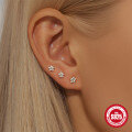 wholesale S925 Sterling Silver Flat Back Threader Ear Crawler with Delicate Triangular Petals in Multiple Sizes-0-3