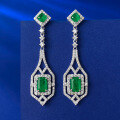 wholesale S925 silver new jewelry 1ct white zircon green diamond earrings women cross-border wish hot selling-0-2