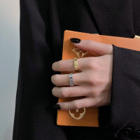 wholesale S925 Sterling Silver Irregular Foil Textured Open Ring, Minimalist, Niche, Retro, Versatile, Trendy Ring for Women-DJ1027F/white gold about 2 grams opening adjustable