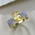 wholesale S925 Silver 7*9mm Yellow Diamond Gemstone Luxuriously Set High-End Fashion Ring for Women, Xiaohongshu Style-0-2
