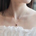 wholesale 925 Sterling Silver Wholesale Japanese and Korean Light Luxury Classic Teardrop Synthetic Amethyst Pendant Collarbone Necklace Simple and Fashionable-0-1