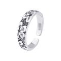 wholesale S925 silver retro antique Thai silver cherry blossom ring for women, stylish and minimalist small open band ring for TikTok live-0-4