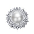 wholesale S925 Silver New Style Pearl Inlaid Ring 14mm Elegant Textured Women's Silver Ring-0-4