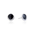 wholesale S925 sterling silver geometric black earrings, trendy European and American fashion, minimalist and, niche-style stud earrings for women-0-4