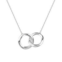 wholesale S925 Sterling Silver Micro-Inlaid Zirconia Interlocking Infinity Loop Fashion Couple's Necklace-Platinum 925 silver