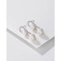 wholesale S925 Sterling Silver Double Freshwater Pearl Earrings for Women, Minimalist Luxury Ear Studs, Elegant New Small Trendy Accessories-0-1