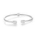 wholesale S925 Silver C-Shaped Open Bangle with Crystal Accents, Trendy Cross-Border Fashion Accessory-0-4